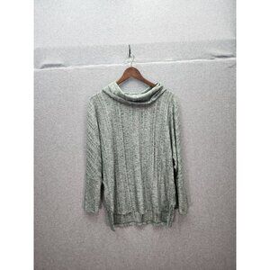New Directions Womens Palmy Teal Long Sleeve Cowl Neck Top S